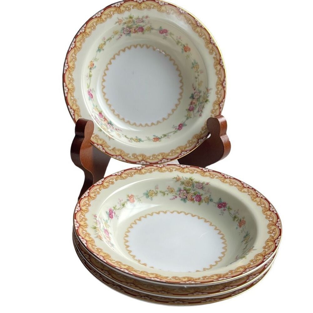 Vintage Noritake China Dimity #4904 fruit dessert bowls set of 4.